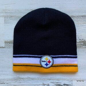 NFL Pittsburgh Steelers Youth Beanie Hat Yellow Black Patch Front